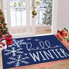 [Winter Schneeflocken Fußmatte] Weihnachten Hallo Winter Fußmatte - Maschinenwaschbar, Rutschfest, Rechteckige Polyester Willkommensmatte -