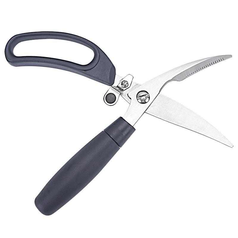 PP Handle Seafood Chicken Bone Cutting Tools Household Stainless Steel Blade Kitchen Scissors with Effort Saving Spring