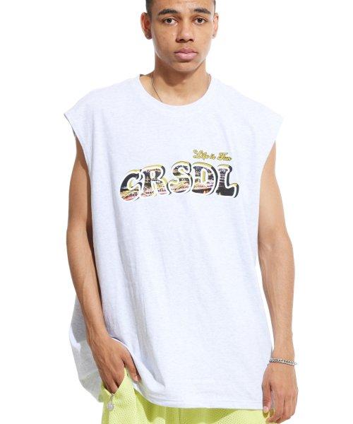 Cream Soda Lab Cr Oversized Sleeveless Light Gray Yellow L