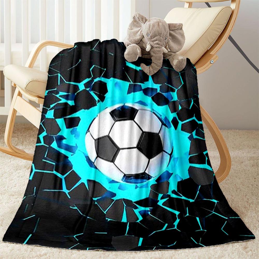 1pc Soccer Ball blanket Soft Warm Lightweight Perfect for Travel Camping Picnics Sofa Office Bed Living Room Ideal Gift for Friends and Family