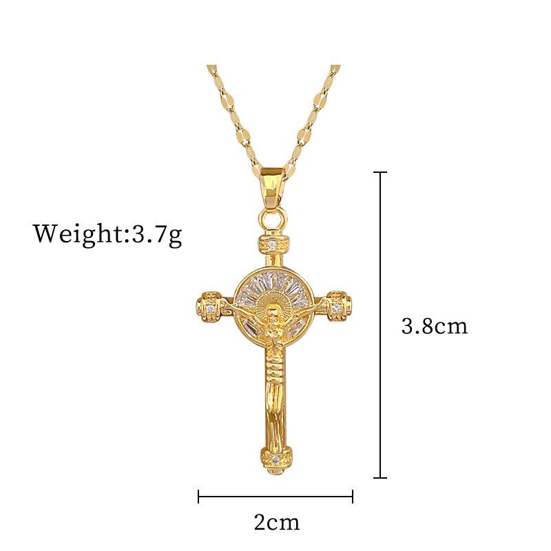 Foreign Trade Portrait Copper Micro-Inlaid Necklace Combination Female Real Gold Electroplated Exquisite Collarbone Chain