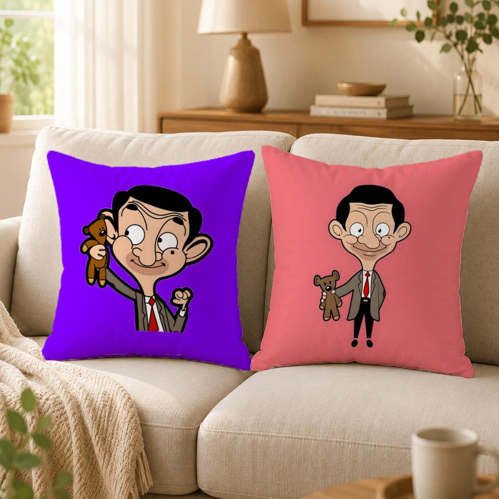 Cartoon M-Mr. BeanS Cushion Cover Double-Sided Printed Pillow Cover Hypoallergenic Dust-Mite Proof