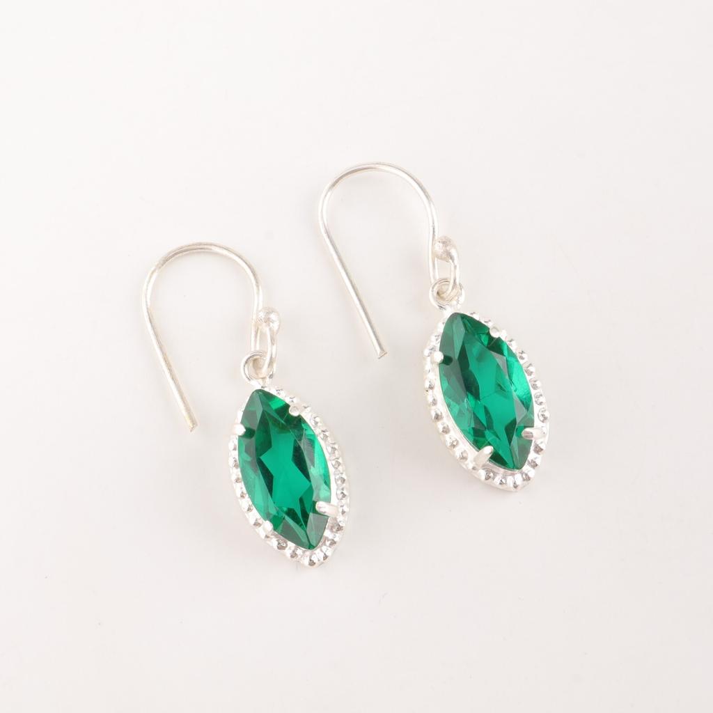 Chrome Diopside Gemstone 925 Solid Silver Jewelry Handmade Green Earrings 1.4" EE-169-11