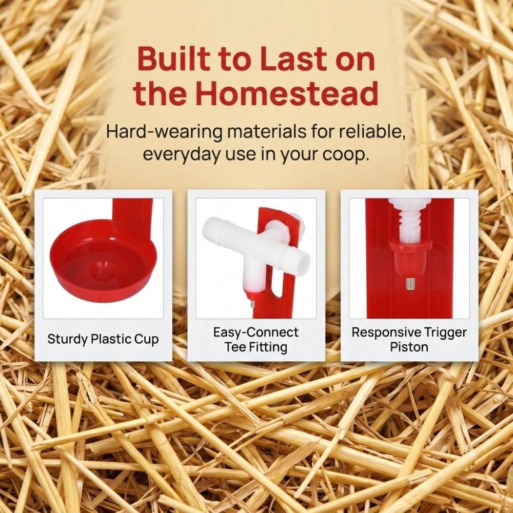 10 Sets High Quality Plastic Automatic Poultry Drinker Durable Chicken Water Feeder Bird