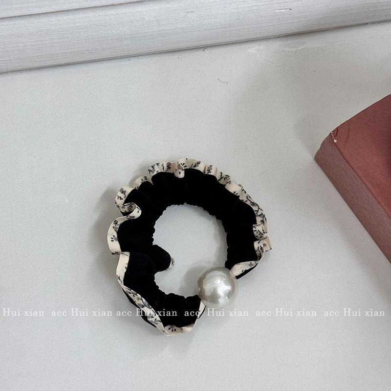 

Высокоэластичная ретро резинка для волос с жемчугом, свежая кружевная резинка для волос «маленькая кишка», простая резинка для волос для хвостика