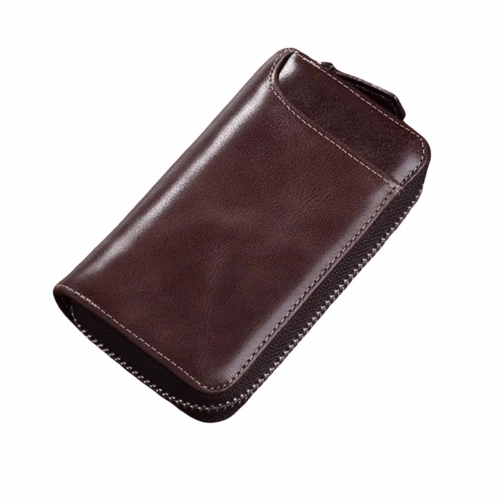 Auto Schlüsselanhänger Retro Schlüssel Organizer Tasche Mode PU Leder Auto Schlüssel Geldbörse Reißverschluss Große Kapazität Schlüssel Etui Heimgebrauch