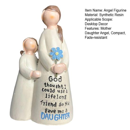 Żywiczna Figurka Anioła Matka Córka Statuetka Anioła Ozdoba na Stół Symbol Miłości Matki i Córki Prezent