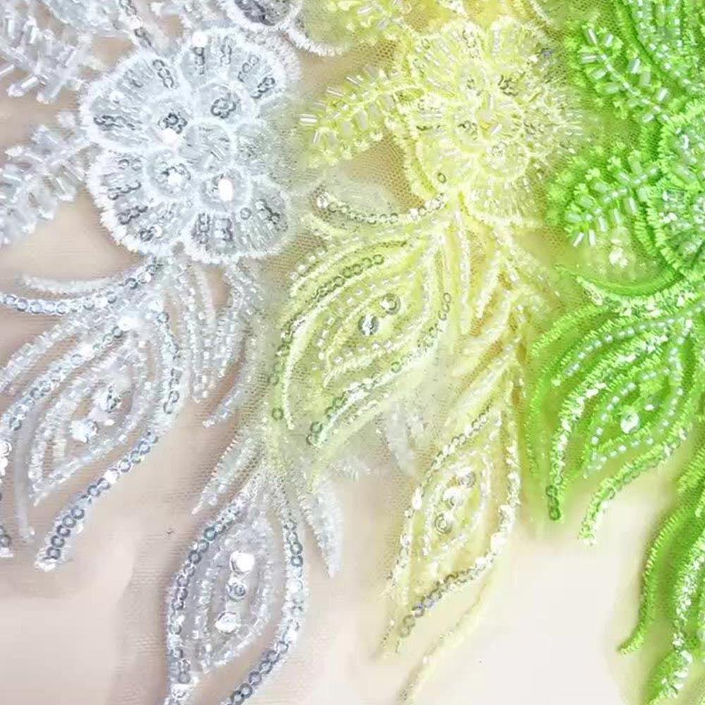 Floral Embroidery Sparkling Lace Accessories Appliqued Pattern Handmade Hanfu Lace Accessories DIY Material Sequined