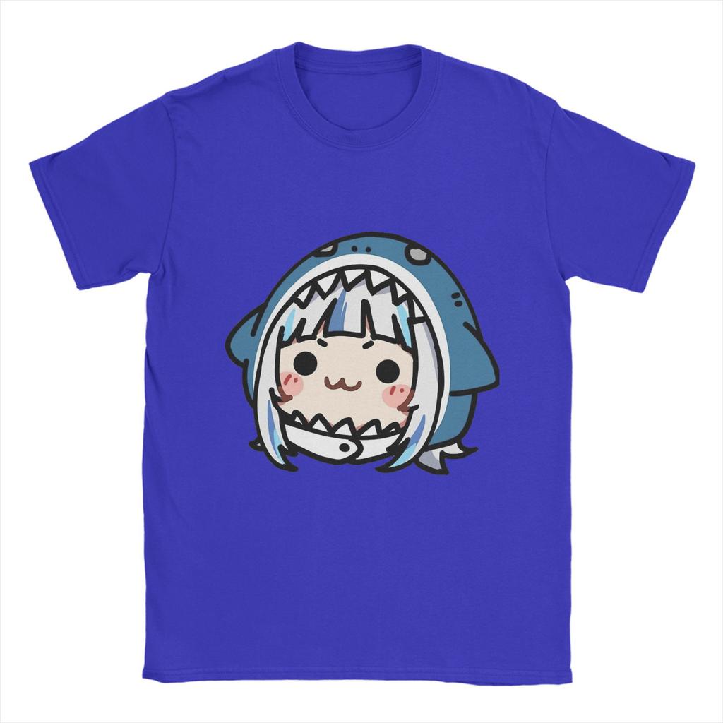 Gawr Gura Chibi T Shirt Beach  Hip Hop T-Shirts Men Pure Cotton Comfortable Oversized Clothes Short-Sleeved Y2K Funny Tshirt