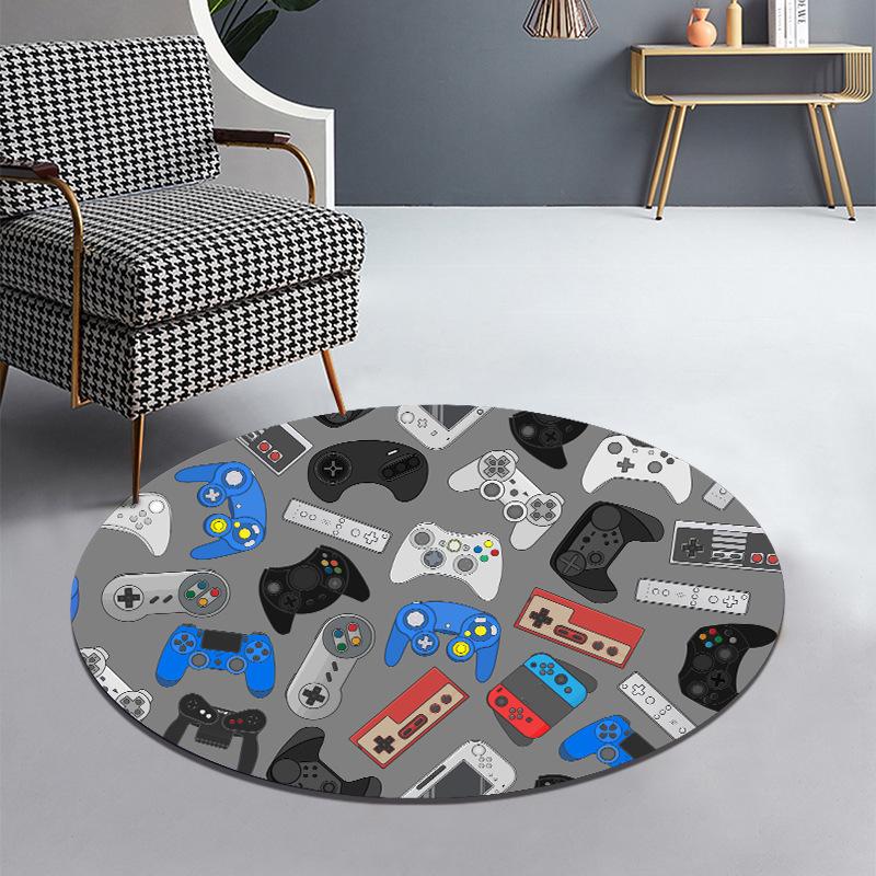 

Round Color Gaming Gamepad Carpet for Living Room Non-slip Home Decor Area of E-sport Room Rug Machine Washable Entrance Doormat 40X40cm