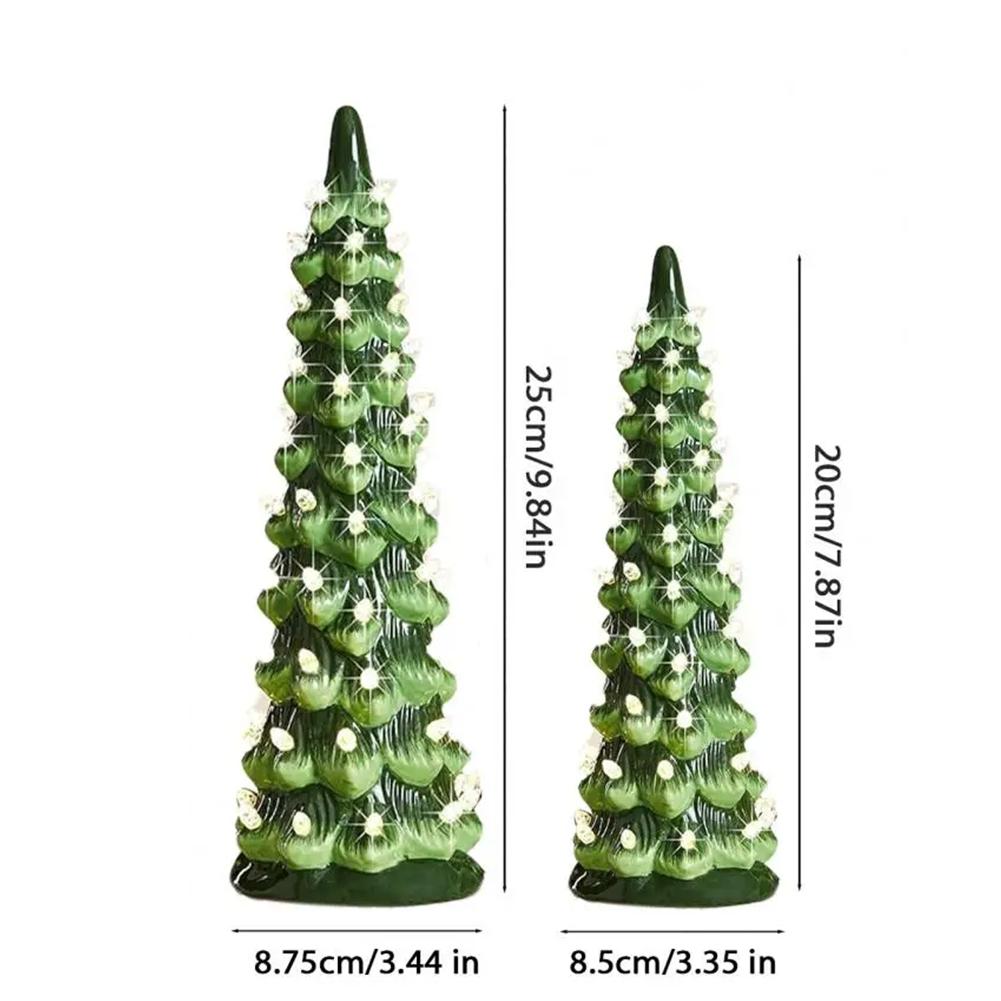 Christmas Tree Ornament Christmas Tree Statue with Colorful Light Colorful Led Mini Christmas Tree Figurine Resin for Home