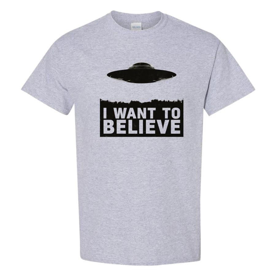 UFO I Want To Believe Vintage Alien Sci Fi Flying Saucer Graphic Art T Shirt XL