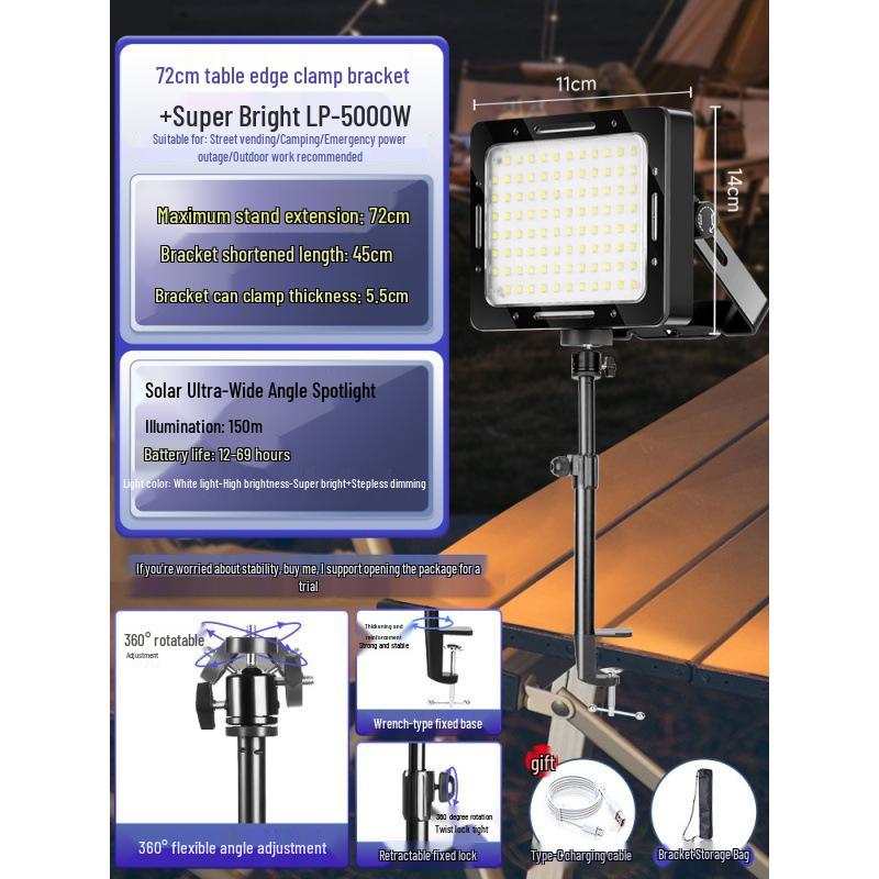 Rechargeable Outdoor Camping Lamp with Handheld Bracket - Super Bright Emergency and Market Stall Light.