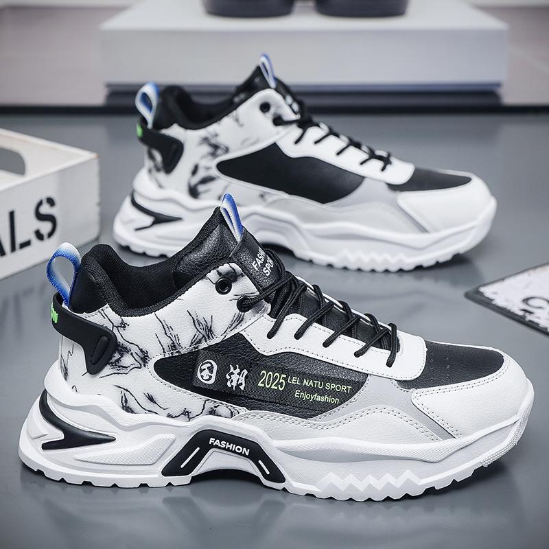 Men's High Top Casual Sports Shoes Breathable Soft Sole Four Seasons Comfort Running Shoes Student Walking Shoes Male's Sneakers