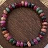 Bracelet Tourmaline Multicolore Fait Main Pour Femmes Hommes Perles Naturelles Chaîne en Pierre Jonc Élastique Bijoux de Fête