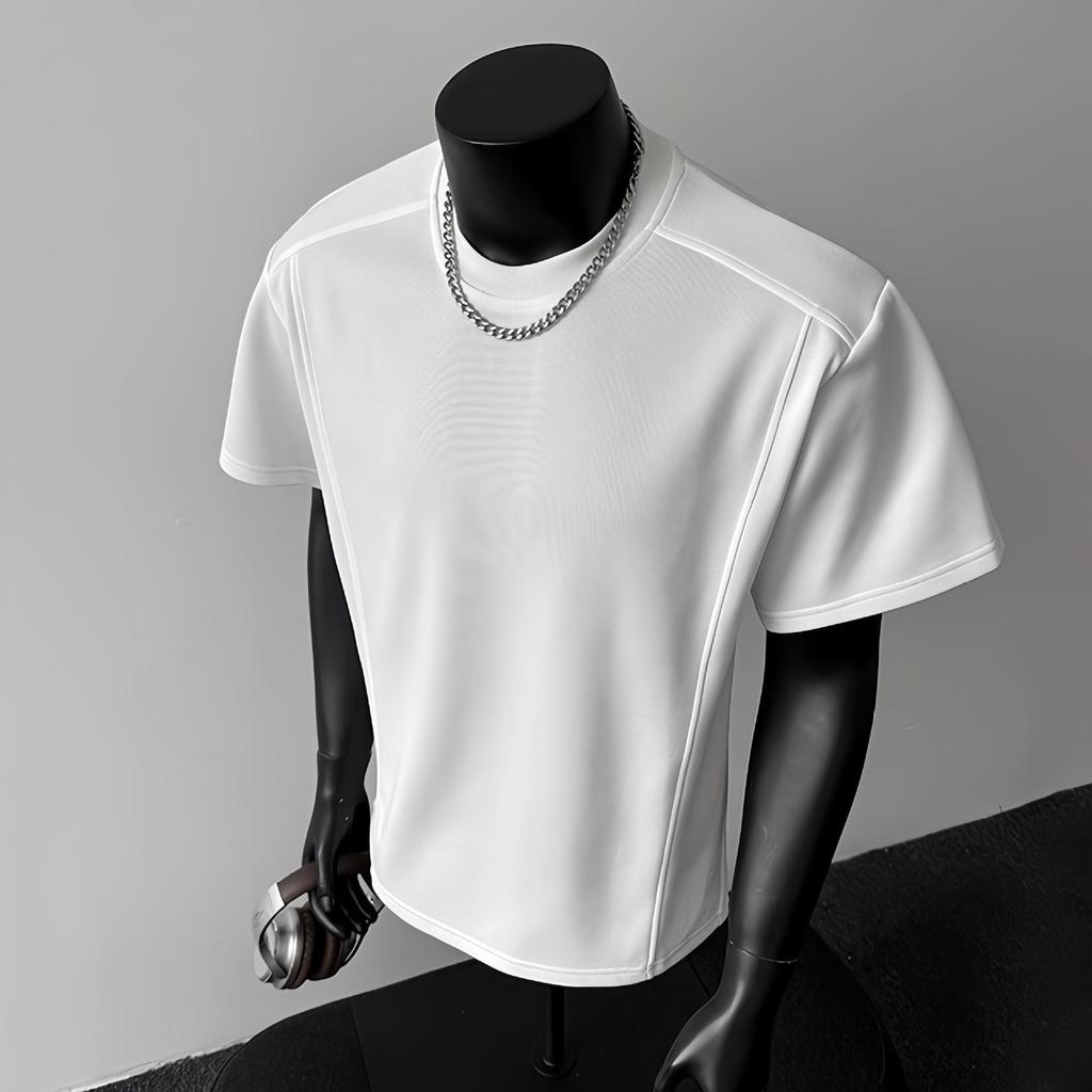 2026 Summer Men's Trendy Japanese Retro Patchwork Heavyweight Loose Casual T-Shirt