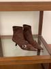 Pointed high-heeled thin short boots autumn temperament belt buckle suede elastic short boots women's boots