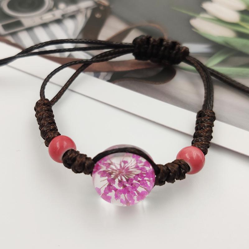 Starry Sky Dried Flower Glass Bracelet for Girlfriends, Couples & Students