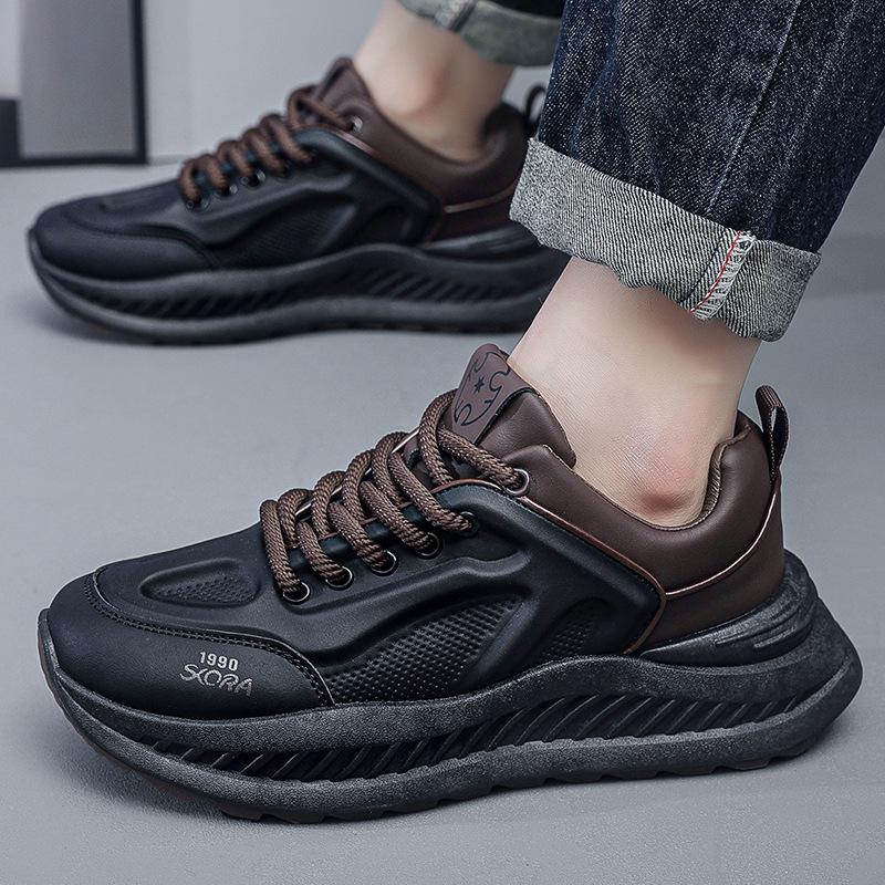 

2025 Autumn Men s Korean Style Fashion Dad Shoes - Trendy Thick Sole Running Sneakers Size 40 черный коричневый