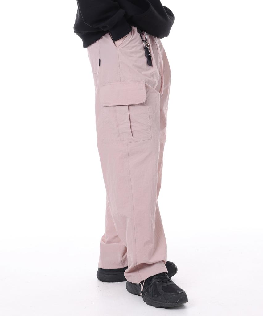 MODERMENT [Nylon] Semi-Wide String Cargo Pants [Pink]