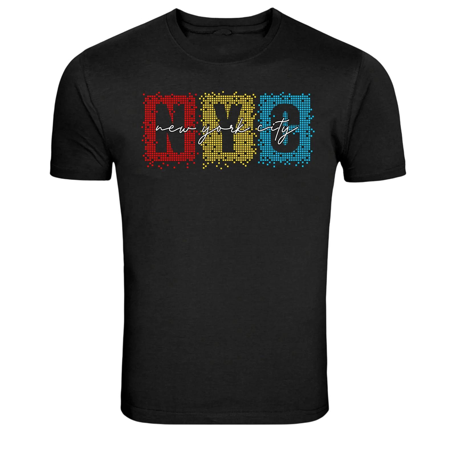 NYC New York City Color Blocks Typography Graphic T-Shirt XS