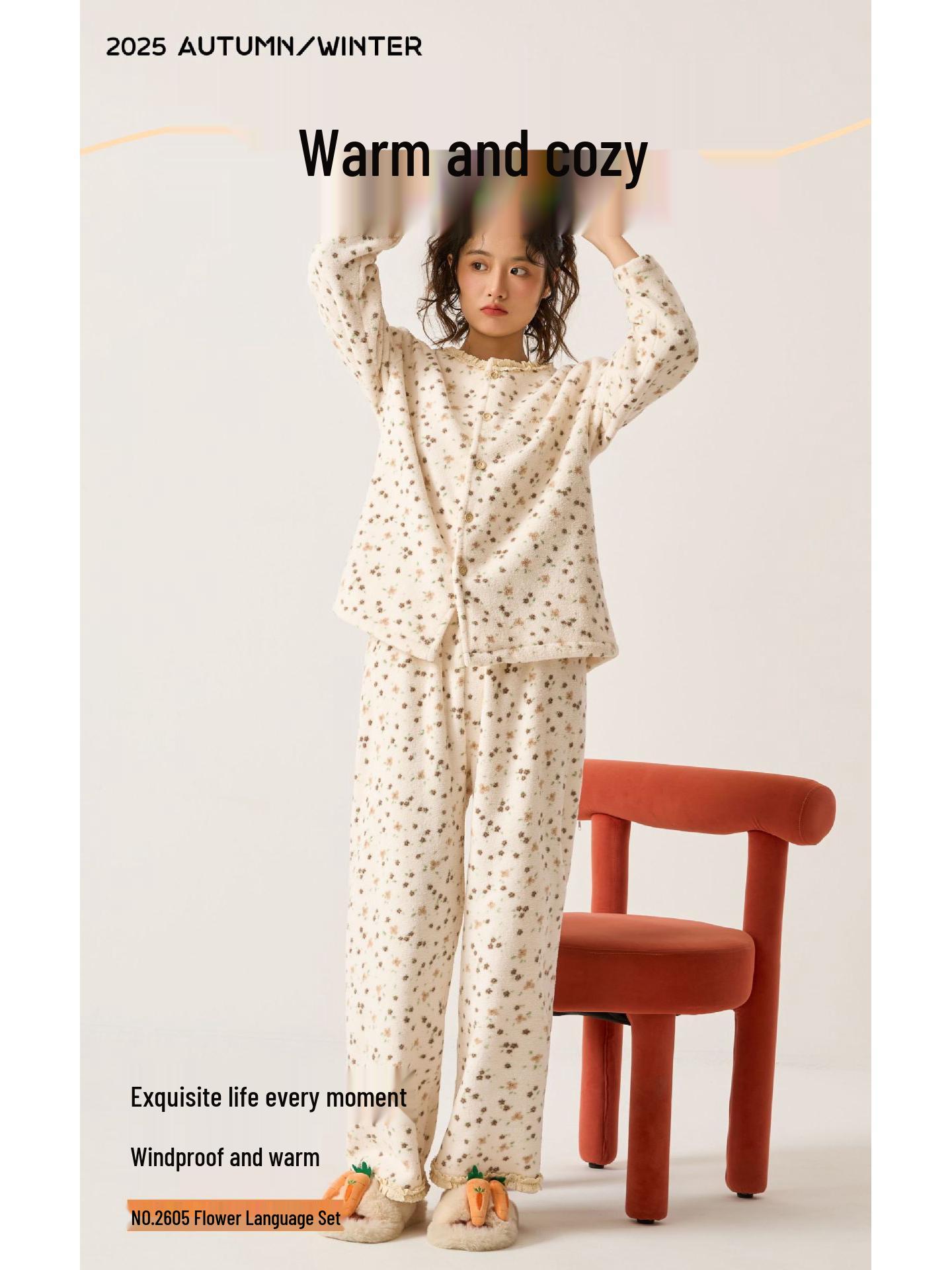 

Cozy Lace Pajama Cardigan Set - Long Sleeve, Round Neck, Perfect for Indoor/Outdoor Wear XL (60-75 kg)