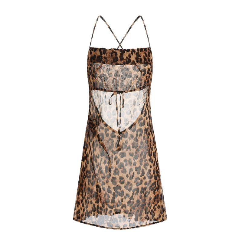 Sex underwear, sexy leopard print, passion backless suit, free suspender, perspective nightdress, temptation, pure desire
