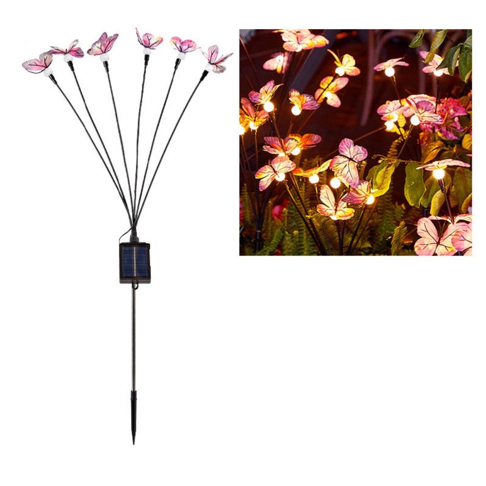 6/9 Head Butterfly Solar Garden Lights Waterproof Realistic Solar Landscape Lights Color Changing Decorative