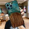 Traveler Protective Wood Resin Case For iPhone 17 15 14 13 12 11 16 Pro Max Mini Plus 16e 17 Air Bumper Cover Accessories