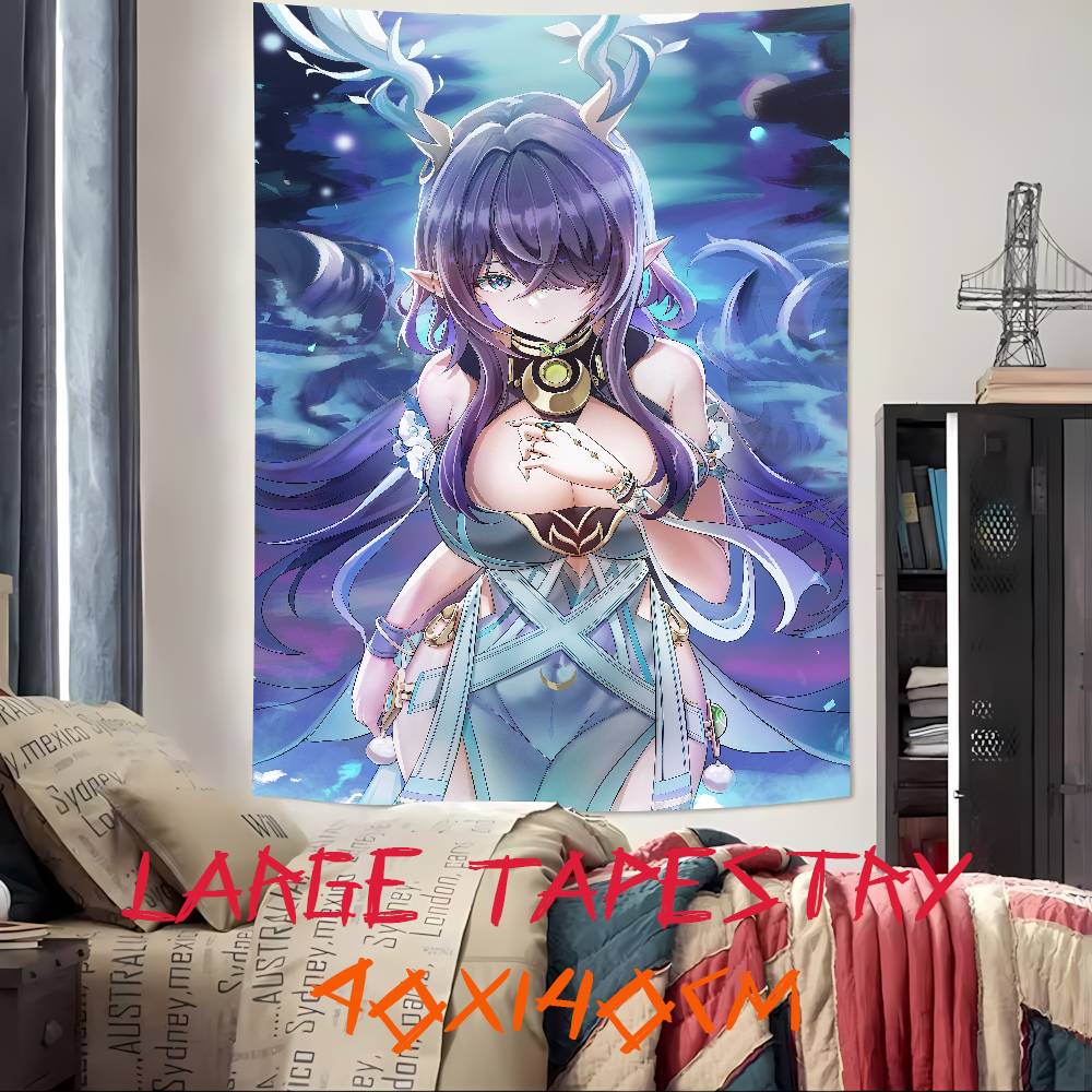 Kawaii Pretty Hot Girl Lauma Cool Video Gaming Tapestry Wall Hanging Art Decoration Aesthetic Background Cloth Birthday Gif
