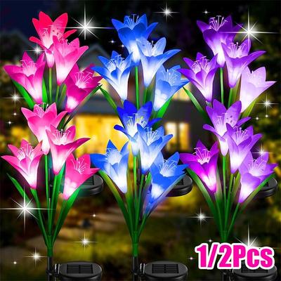 1/2Pcs Outdoor Solar Garden Lights Waterproof White Light /7 Color Light Led Lawn Lights Path Garden Decorative Lights Garden Holiday Decorations