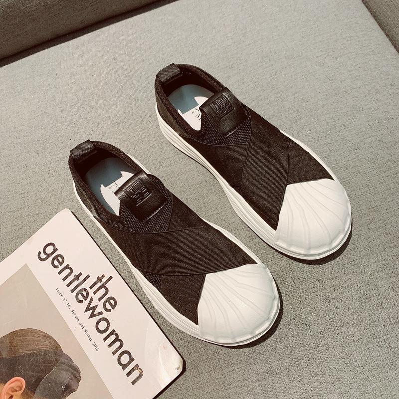 Soft Leather Sneakers 2025 Spring and Autumn New Flying Woven Surface Breathable and Comfortable Versatile Women's Shoes Shell Head Casual Board Shoes