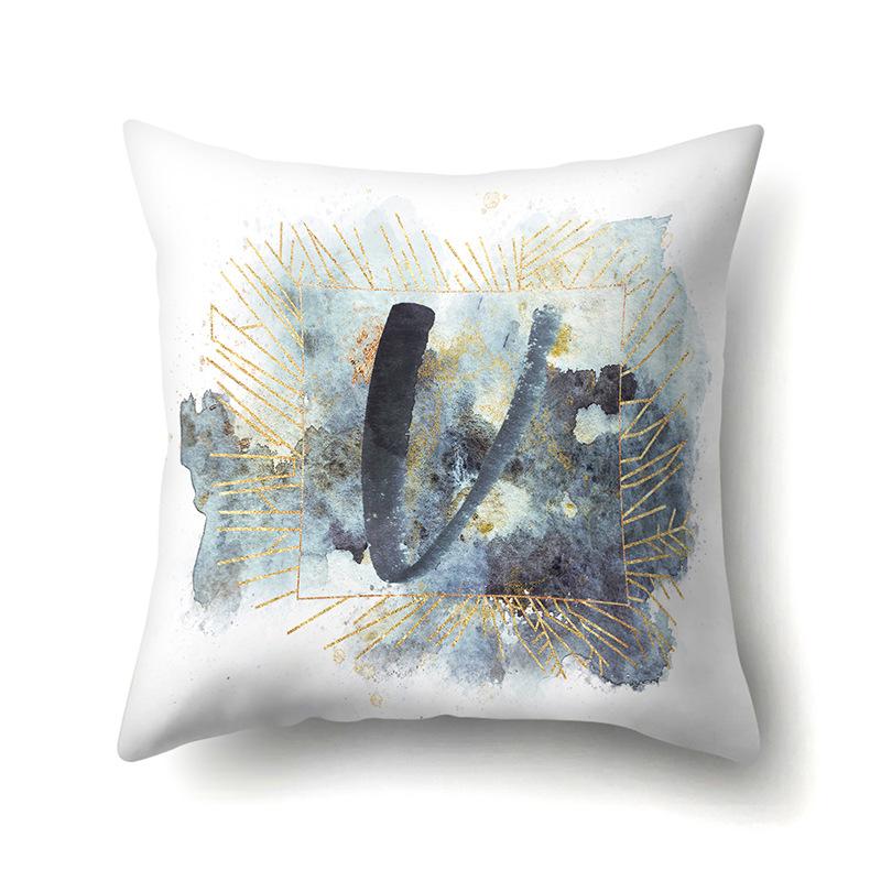 Polyester Pillowcase Home Car Decoration Printing Pillowcase 26 English Letters Sofa Cushion Cover