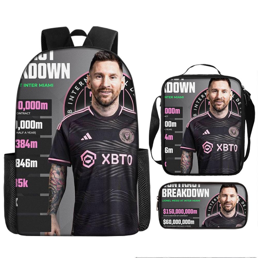 Football Schoolbag Three-Piece Backpack Pencil Bag Satchel Package Primary And Secondary School Students Schoolbag