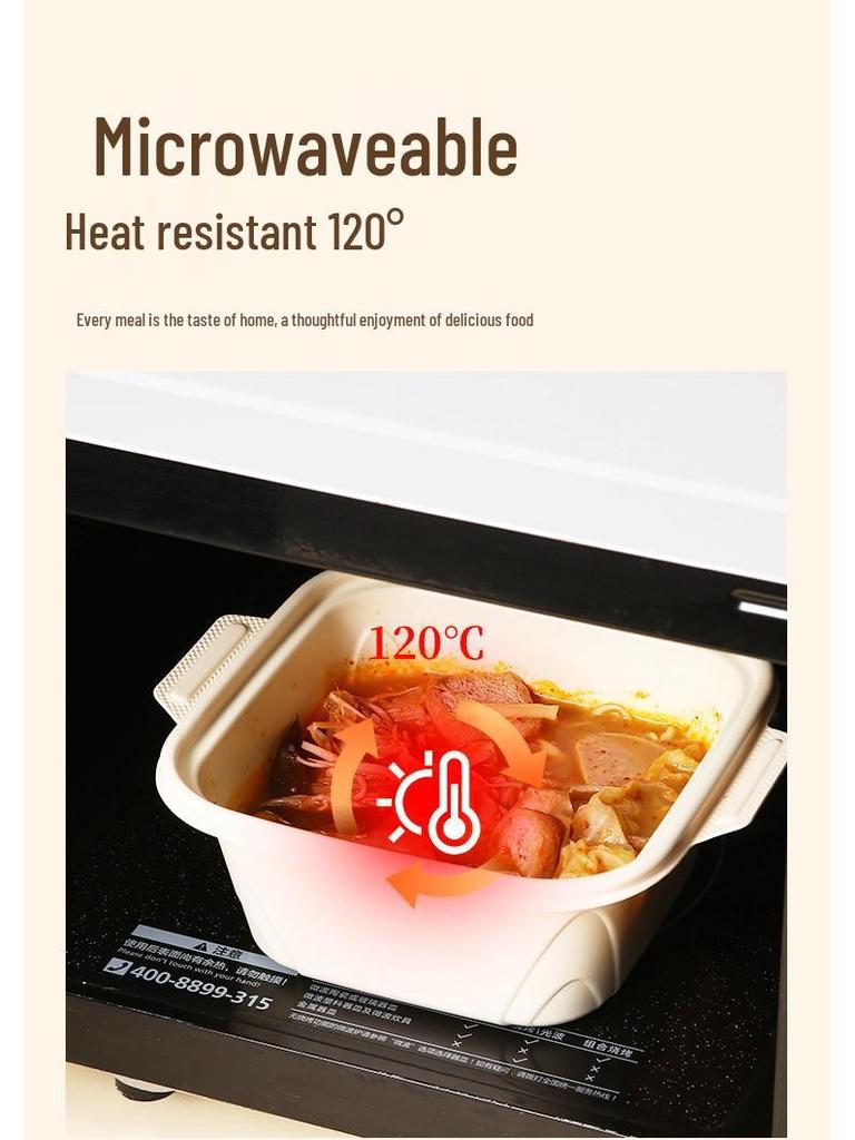 Umweltfreundliche quadratische Lunchbox aus Maisstärke - Biologisch abbaubarer, lebensmittelechter Behälter für leichte Mahlzeiten und zum Mitnehmen