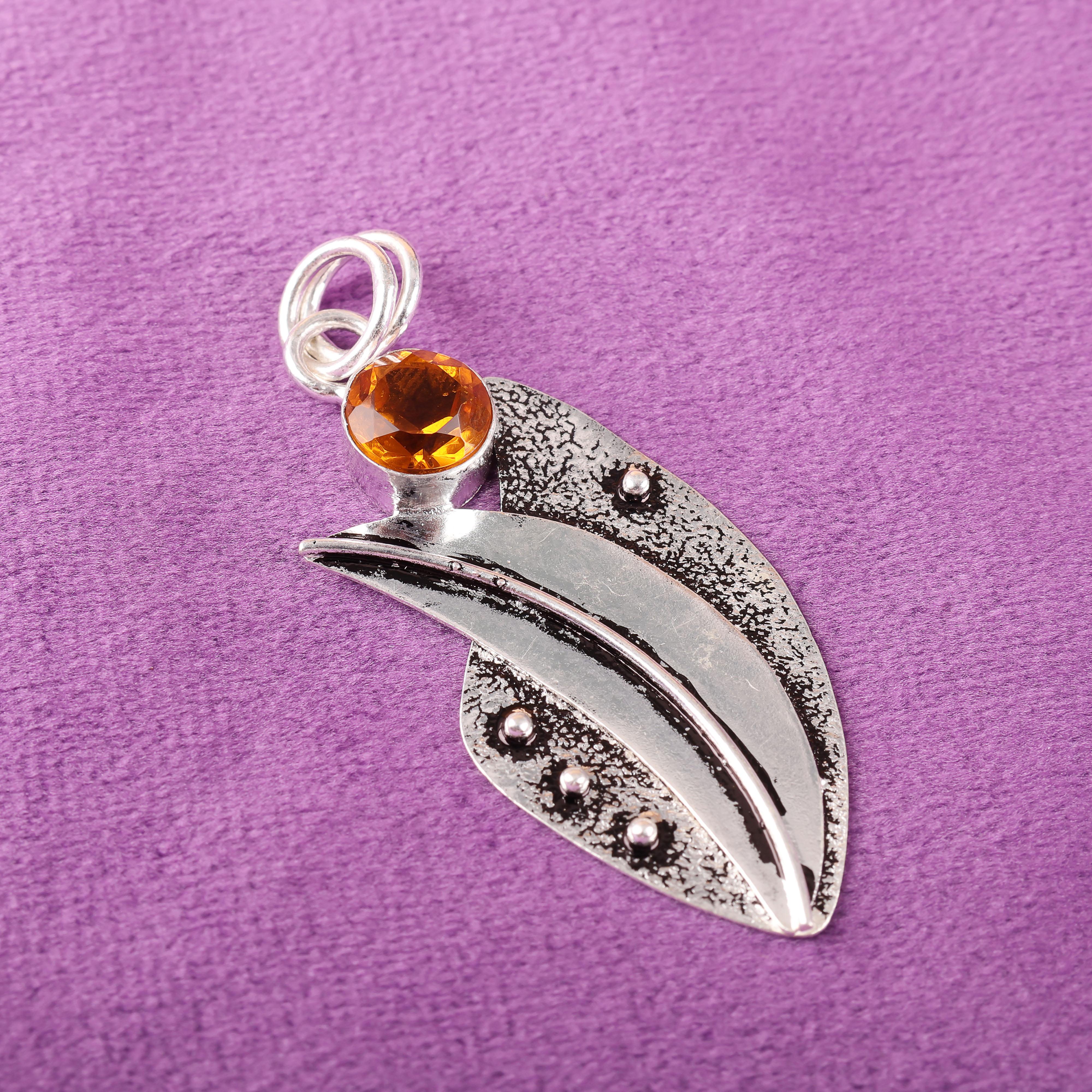 

Подвеска с цитрином, Ювелирное изделие из стерлингового серебра 925 пробы, Подвеска ручной работы, Для подарка на День благодарения 2.05 Inches оранжевый