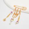Trendy Alloy Metal Brooch with Swinging Tassels and Floral Charm Multi Purpose Caps And Bag Brooch Decors Accessory