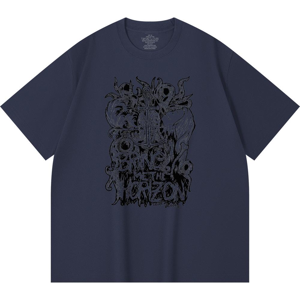230 Gsm 100% Cotton Heavy Metal T-Shirt Rock Band Popular Music Print Unisex Heavy Cotton T Shirt
