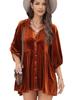 2025 Autumn Women's Solid Velvet Single-Breasted Pleated Long Sleeve Shirt - European and American Style