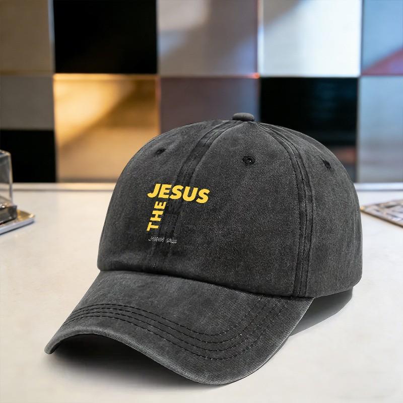 Jesus Is The Way Christian Baseball Cap Washed Cotton Adjustable Outdoor Trendy Hat