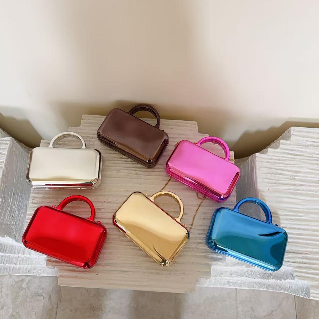 Fashion Trend Square Acrylic Bag Chain Bag Glossy Styling Hand Bag Crossbody Bag