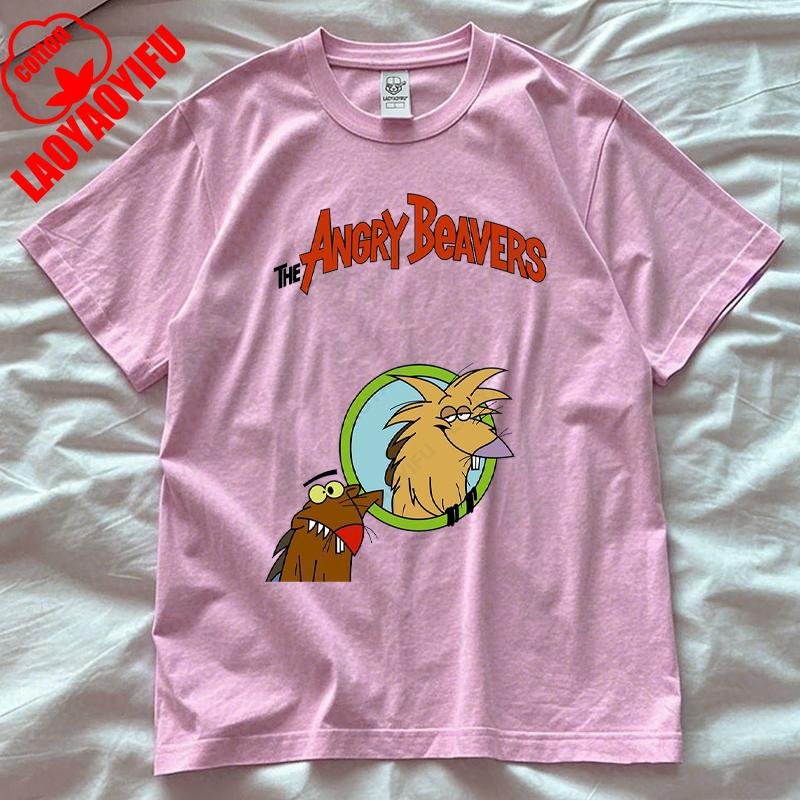 The Angry Beavers Shirt 90s Nostalgic Cartoon Tv Show T-Shirt Daggett and Norbert Graphic Tee Men Woman Cotton Short-sleeve Tops