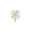 Stylish Cat's Eye Flower Brooch: Four-Leaf Clover V-Neck Anti-Exposure Collar Charm