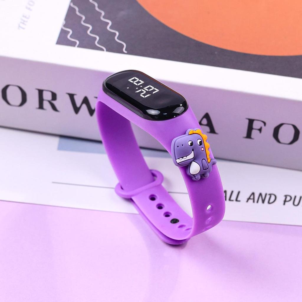 Trendy Waterproof LED Cartoon Dinosaur Watch for Primary School Students