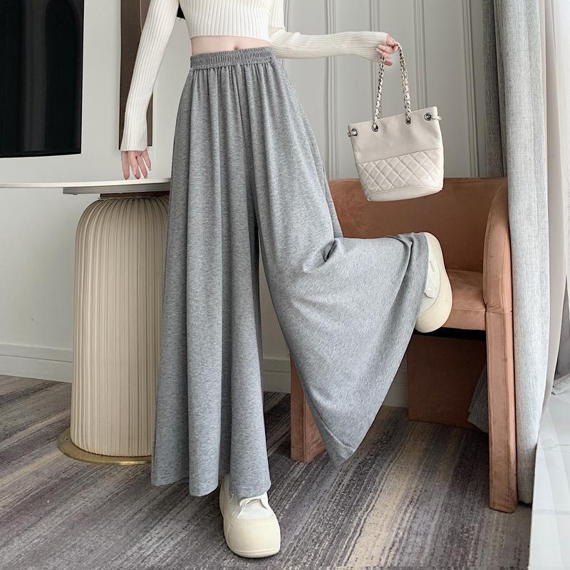 Autumn Winter Elastic High Waist Loose Casual Culottes Women Solid Elegant All-match Pantskirt Skirt