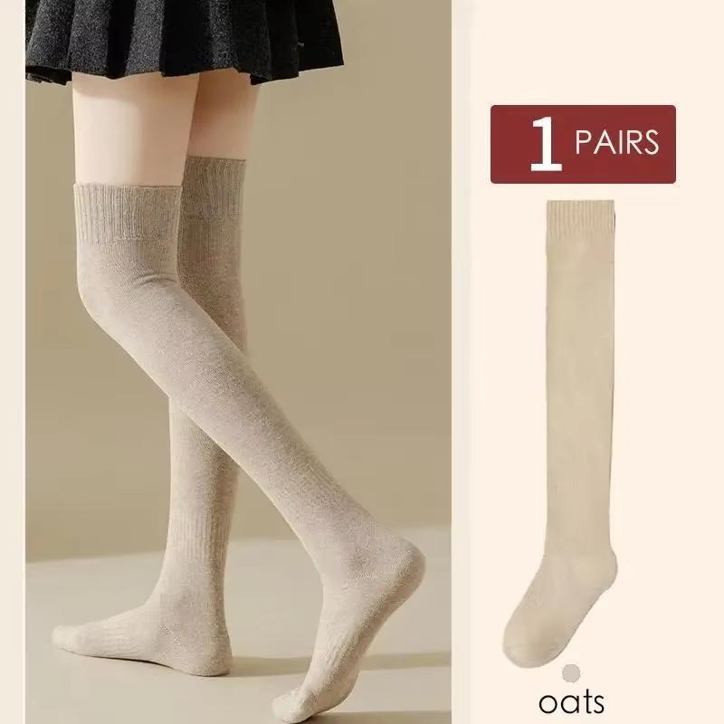 Women's Thigh High Stockings Trendy Casual Over The Knee Long Socks Lolita Thermal Vertical Thicke Socks Female Tube Leggings