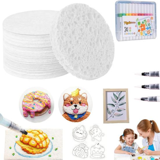 Magic Foam Texture Painting Kit 3D Drawing Magic Canvas Sponge with Water Brush Puffy Popcorn Painting Kit DIY Bubble Drawing Pens Art Supplies