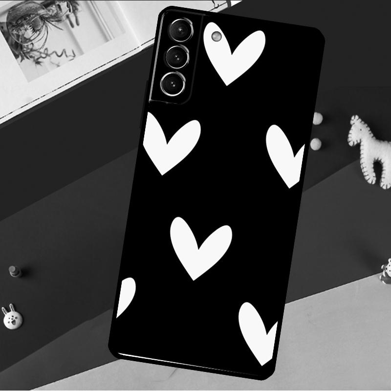 Cute Pretty Little White Heart Case For Samsung Galaxy S23 Ultra S22 S21 S20 FE S8 S9 S10 Plus Note 10 20 Back Cover Shell