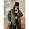 Retro Couple Pilot Bomber Jacket Women Winter Padded Baseball Coat High Street Vintage Cotton Jacket