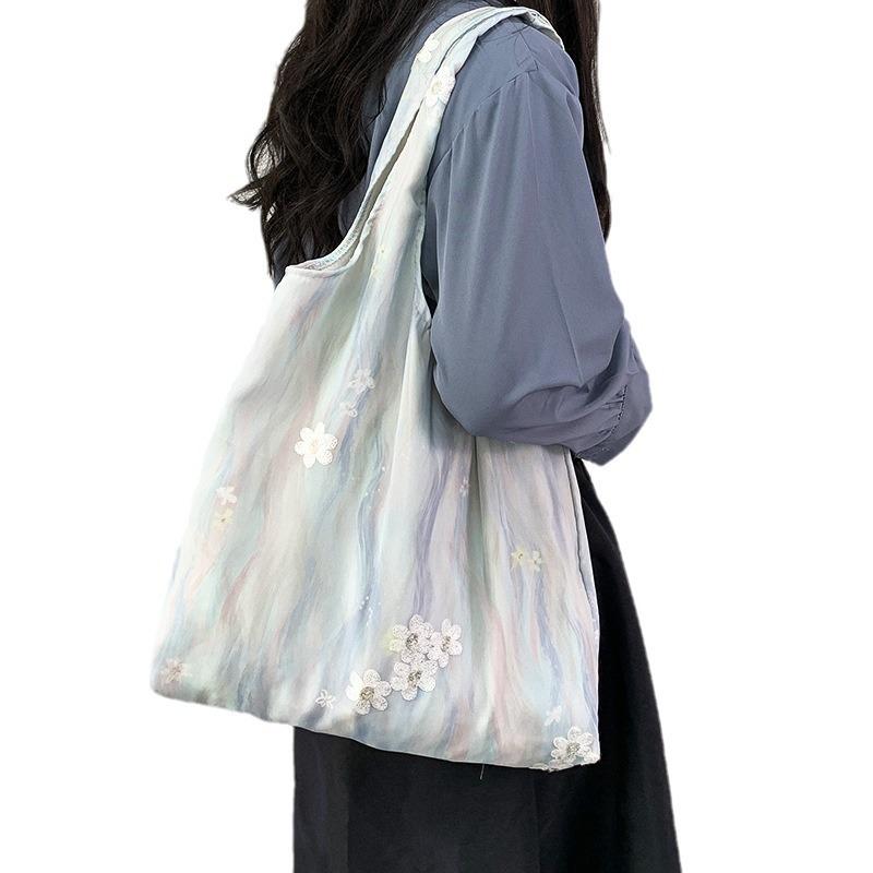 Embroidery Literary Ink Painting Small Fresh Canvas Bag